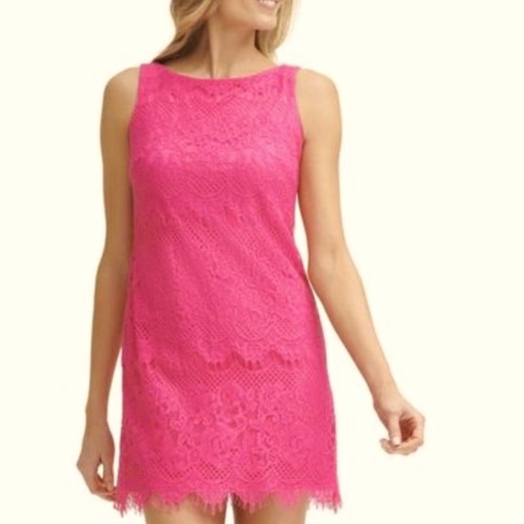 JESSICA HOWARD Womens Pink Eyelash Hem Sleeveless Shift Dress Petites 8P - Picture 1 of 8